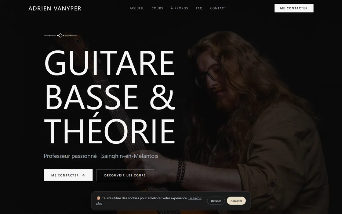 Page d'accueil du site de Adrien Vanyper, professeur de musique