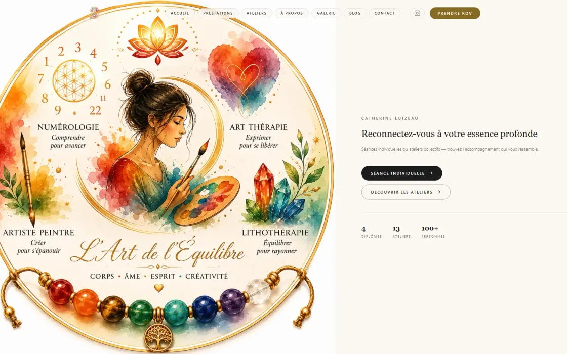 Page d'accueil du site de L'arbre à soyn-h, numérologie & art thérapie